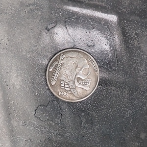 Hand Struck Buffalo/Cherokee Head Nickel Carved/Hobo/Skull/Vanitas/MementoMori/Liberty .999 Silver Plated Replica Coin/Token/Medal