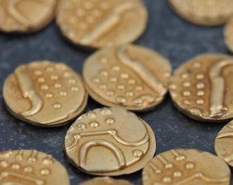 Monedas pequeñas de la Ruta de la Seda de metal dorado antiguo/oriental - x20 para joyería artesanal - Fichas coleccionables, fichas de juego - Ideales para joyería, como colgantes