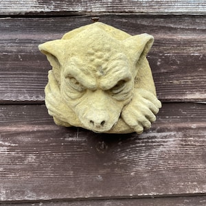 Aged Memento Mori / Medieval Style Sculpture / Gothic Church Gargoyle Wall Art Plaque