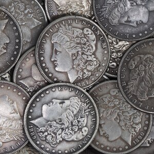 Collezione in blocco - 48 gettoni dollaro Morgan/monete/metalli grezzi - per incisione e intaglio hobo - replica placcata .999 Curio's - artigianato/hobby