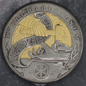 Christs Crucifixion Mechanical Morgan Dollar Replica (Gold) - Religious/God/Rapture/Biblical/Wrath/Empire - Roman Booteen/Moving Coin