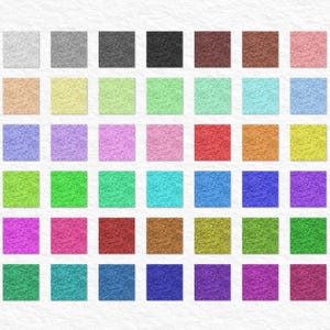 May include: A grid of 36 colorful squares, each with a textured, speckled appearance. The squares display a variety of colors, including shades of gray, brown, pink, green, blue, and purple. The squares are arranged in a 6x6 pattern against a white, textured background.