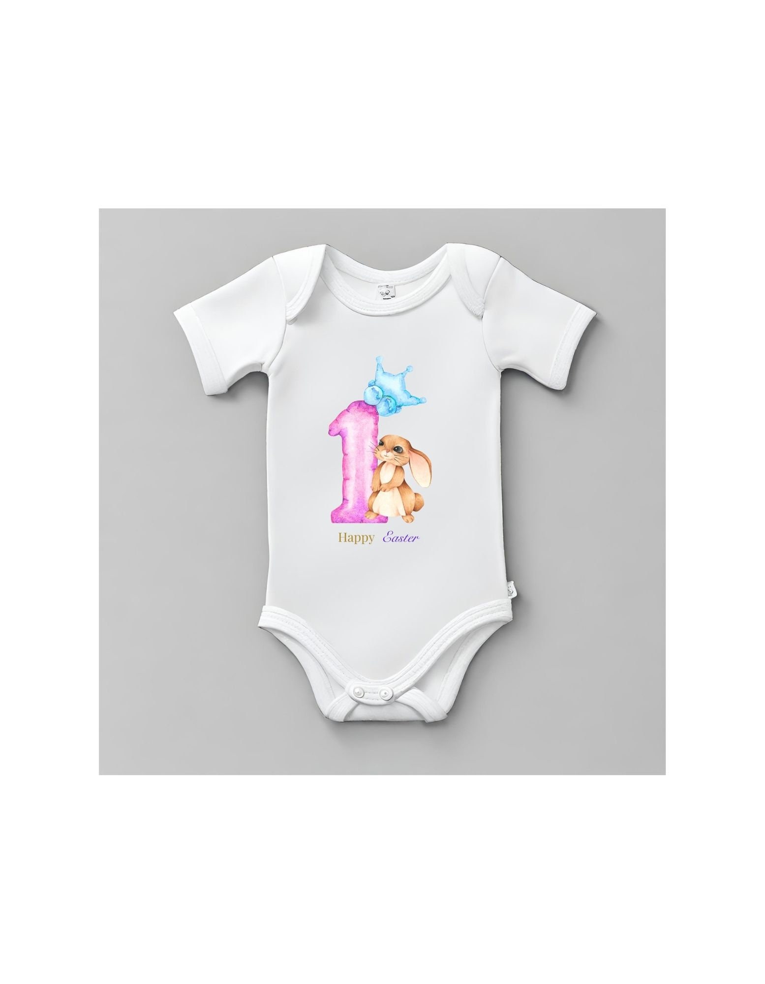 Baby Bodysuit, Bunnies In Action Floral Easter Shirts & Bodysuit - Foto 3