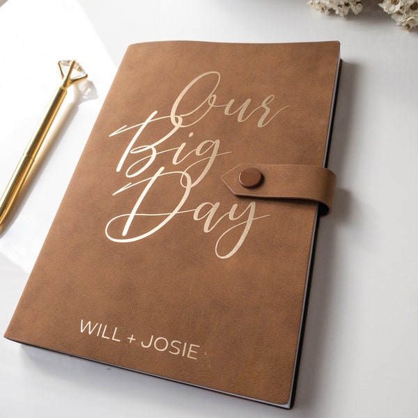 Our Big Day Wedding Planner Notebook | Lined notebook with the couple's names.