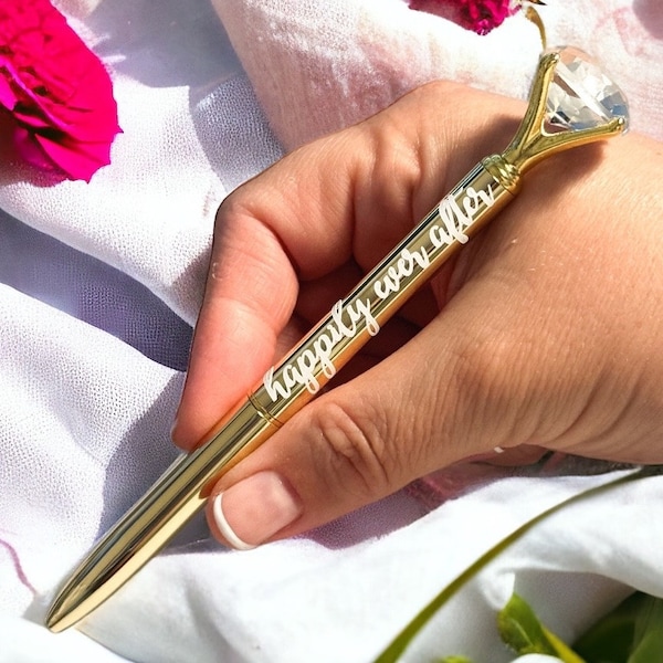 Custom Text Diamond Crystal Pen | 10 Styles to Choose From | Perfect for a Wedding Pen, in a Bridesmaid Gift box or as Bridal Favours.