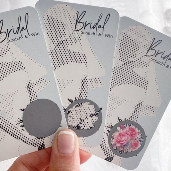 Bridal Shower Scratch Game Cards | Metallic Silver Stickers | Something Blue Design