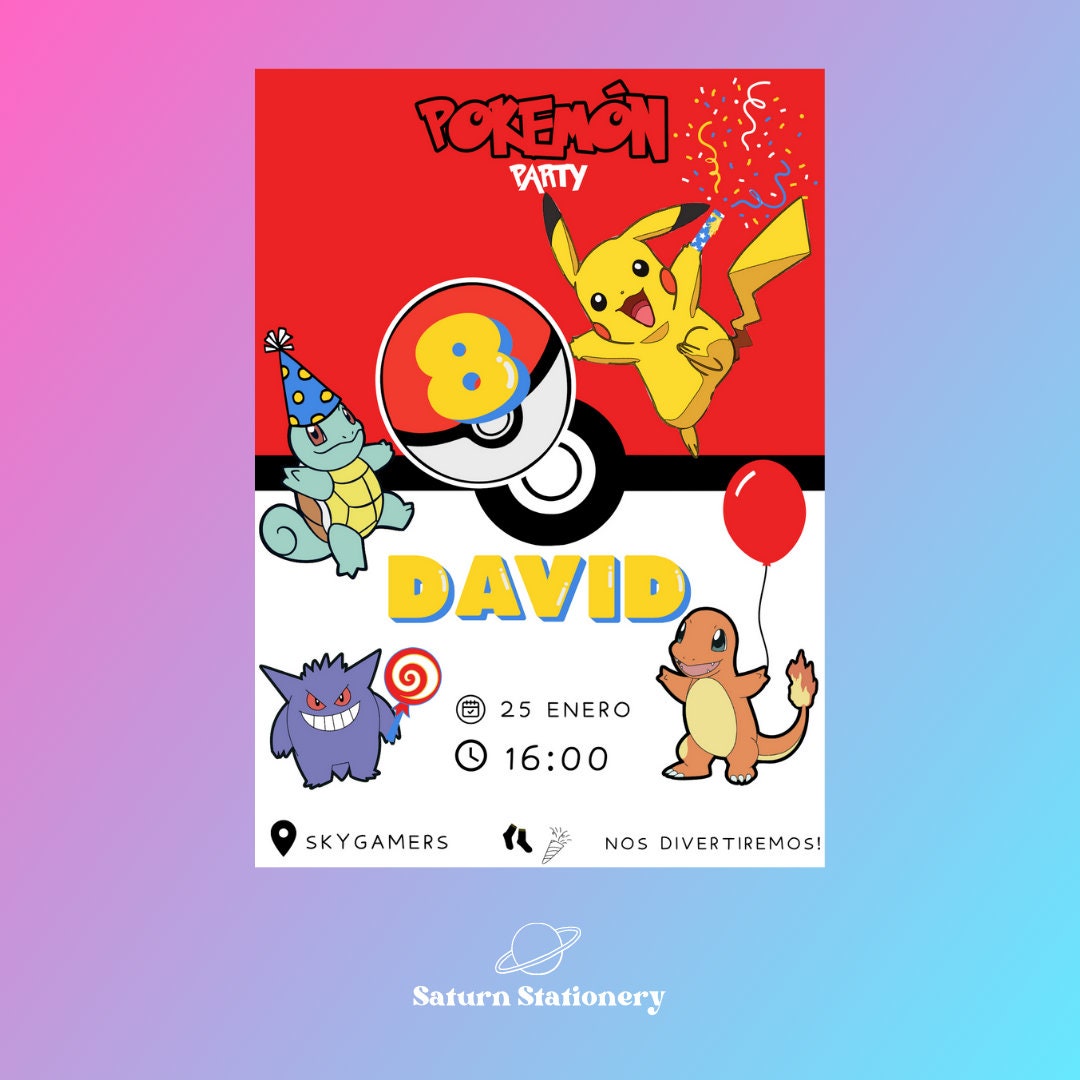 Pokemon Editable Birthday Digital Invitation Pokemon Birthday - Etsy