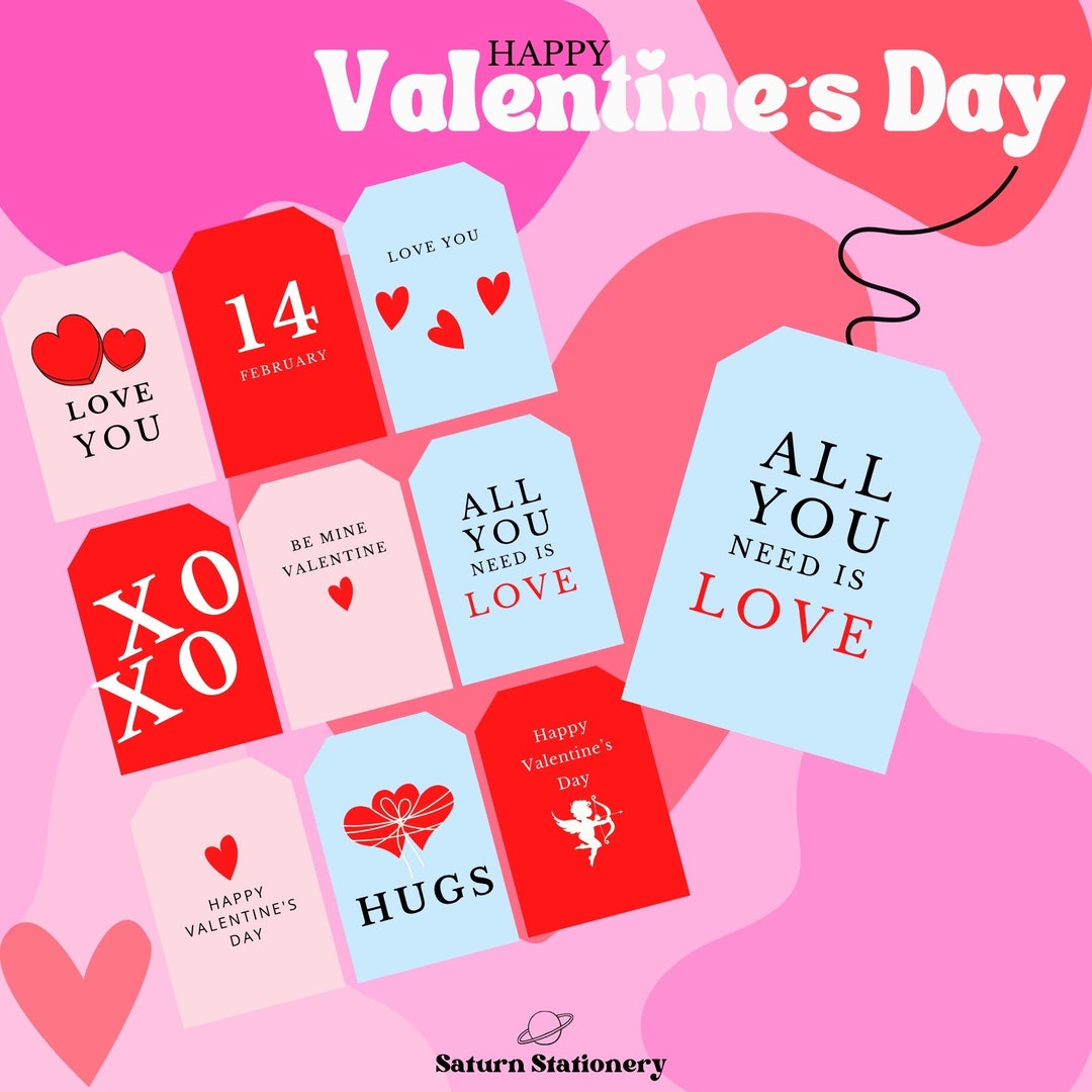 Valentines Day Tags Printable Gifts Tags Gift Cards Valentine s Day Tags Etsy