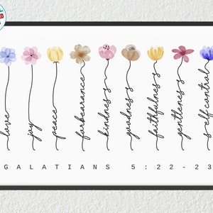 Scripture Wall Art: Fruit of the Spirit Galatians 5,22-23 Printable, Print Download, Horizontal Bible Verse Wall Art - Christian Home Decor