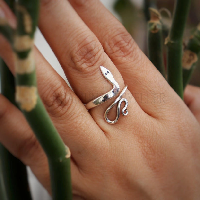 品質一番の Silver Snake 925 Ring, Sterling Silver Adjustable Serpent アクセサリー