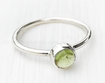 Peridot Ring, Silver Green Stacking Ring, Minimalist Ring, Silver Peridot Ring, 925 Sterling Silver Ring, Engagement Ring, Gemstone Ring