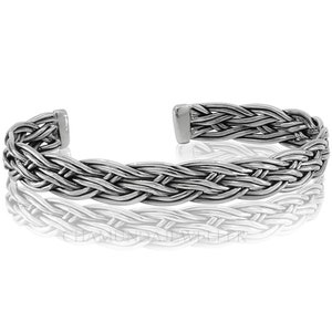 Sterling Silver Braided Bangle: Adjustable Celtic Braid