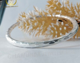 Bracelet épais épais en argent sterling, bracelets martelés massifs de 5 mm de large, bracelet cadeau de l'amitié, bijoux minimalistes simples