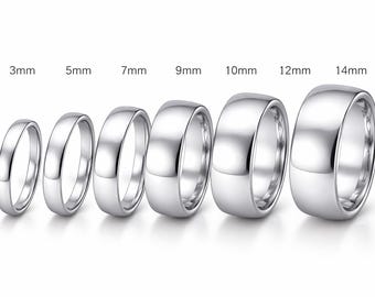 Sterling Silver Comfort Fit Band Ring – 925 Silver Wedding Ring, Minimalist Wide Band 3mm–14mm, Handmade Thumb Ring all width available