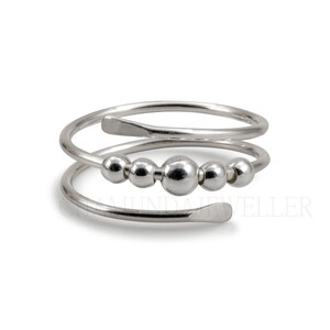 Handgemachte Spirale Silber Perlen Ring, Reine Silber Ring für Frauen, Minimale Silber Ring, Perlen Spinner Ring, Geburtstag Geschenk Ring, Geschenk Für Ihn