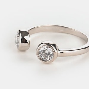 Double Birthstone Ring, Sterling Silver Ring For Women, Birthstone Bypass Ring, Two Stone Ring, Adjustable Ring, Couple Ring, Stackable Ring