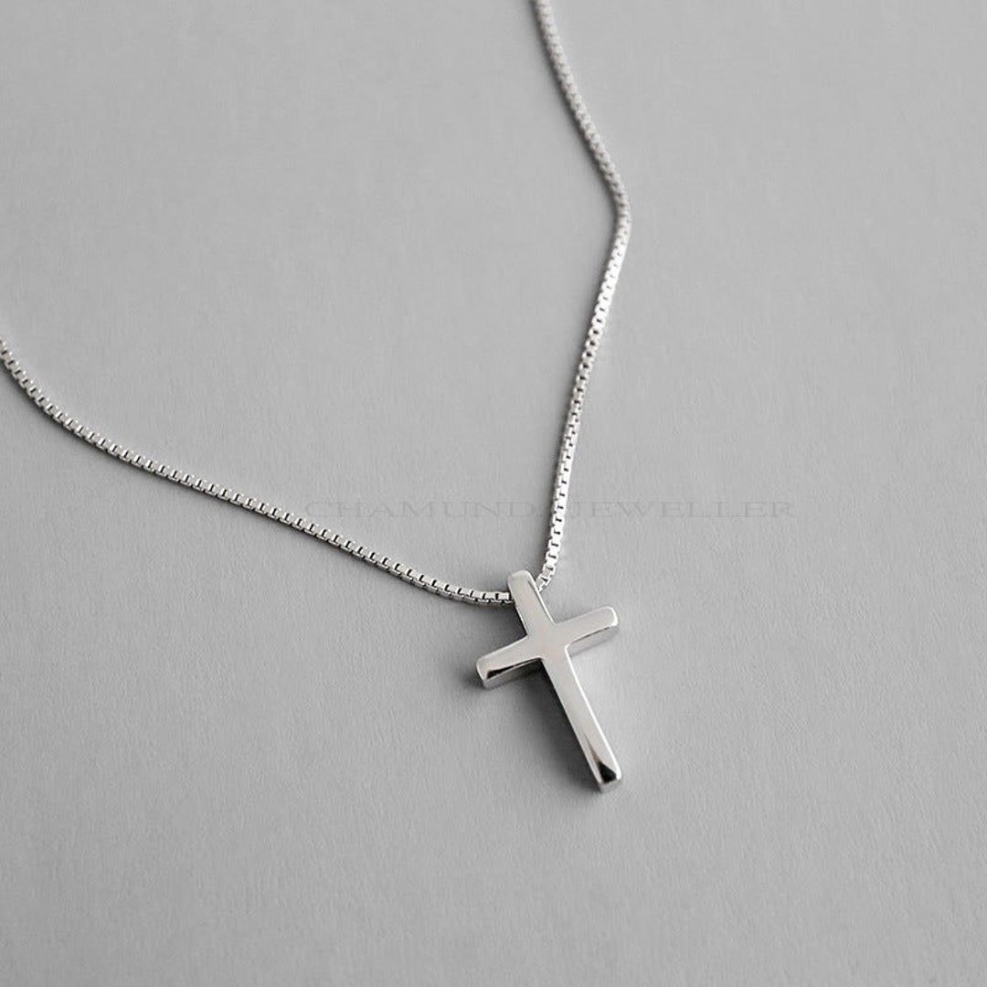 Men's rustic SILVER Cross Necklace, Men's Silver Rustic Cross Pendant