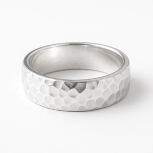 Hammered Sterling Silver Band Ring, Textured Wide Silver Ring, Handmade Minimalist Ring for Men & Women, Unisex 925 Silver Wedding Band Gift