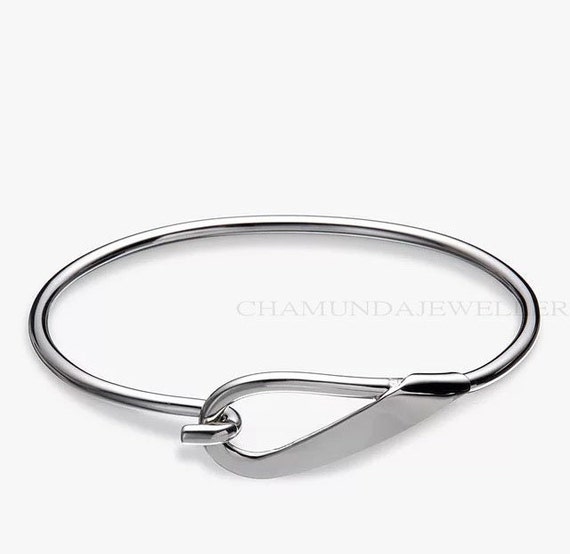 Sterling Silver Hook Open Bangle, Handmade, 925 Silver Caribbean Hook  Bracelet, Free Size Exchanges, Gift for Her, Wedding Gift 