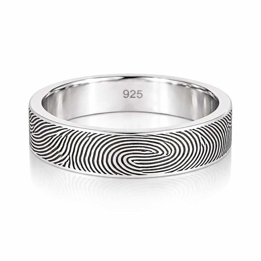 Custom Fingerprint Rings Custom Fingerprint Ring, Custom Engraved Fingerprint Ring, Personalized ...