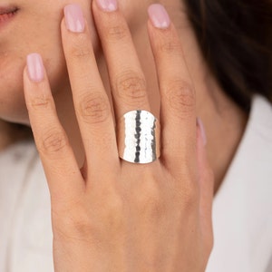 Full Finger Ring, Hammered Ring, Boho Ring, Hammered Silver Ring, Sterling Silver Ring For Women, Tube Ring, Chamunda Lifestyle