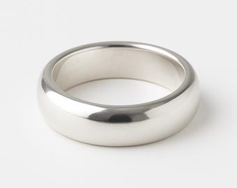 Anillo de boda de plata 925 para hombre, de 5 mm y ajuste cómodo, con forma de cúpula y sencillo, para mujer.
