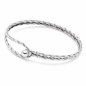 Bransoletka z węzłem żeglarskim ze srebra próby 925 z kulką i skręconym mankietem ze srebra próby 925 Chamundajeweller Lifestyle, bransoletka ze skręconej liny