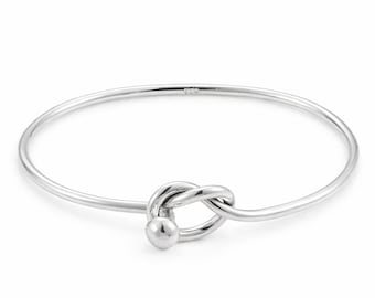 Pulsera de nudo de amor de plata de ley: pulsera minimalista de la amistad