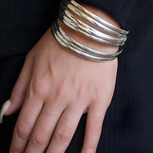 925 Silver Chunky Bangle, Set of 7 Bangles, Stacking Bangles, Semanarios, Stacking Bracelets, 7 Day Bangles, Half Round Bangles