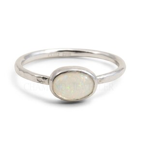 Opal Ring, Silver Opal Ring, Sterling Silver Opal Ring, Silver Stacking Ring, Opal Ring Silver, Dainty Opal Ring, Opal Jewelry, Gift For Her