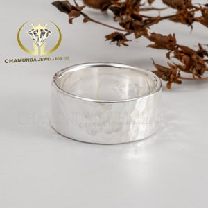 Anillo ancho de plata esterlina, anillo de banda ancha, anillo de banda, anillo de plata gruesa, anillo de banda de cigarro, anillo de boda, anillo de plata, estilo de vida CJ925
