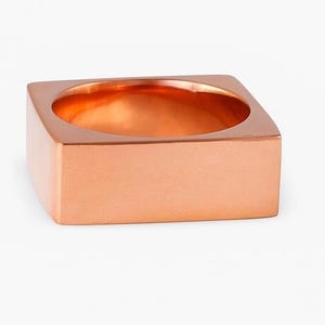 Geometric Sterling Silver Square Signet Ring: Chunky Modern Band