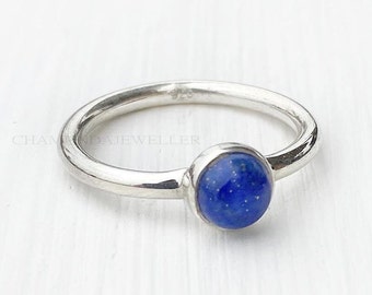 Lapis Ring, Solid Silver Ring For Women, Lapis Stacking Ring, Gemstone Stacking Ring, Gemstone Ring, Lapis Lazuli Ring, Lapis Lazuli Stone