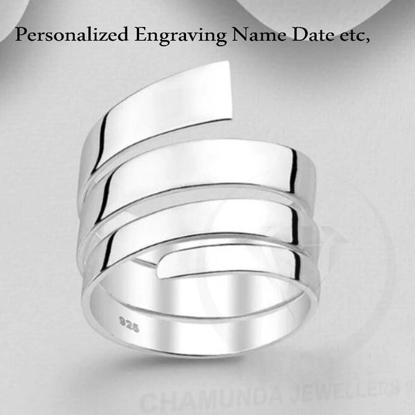 Massiver 925 Sterling Silber Wickelring, Minimalistischer zierlicher Ring, Handgefertigter Wickelring, Hochzeitsschmuck, Jahrestagsgeschenk Ring, Geschenk für Sie