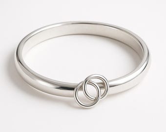 Sterling Silver Stacker Bangle: Heavy Silver Handmade Bracelet
