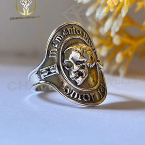 Memento Mori Ring, Pure 925 Solid Sterling Silver Ring, Silver Mens Skull Ring, Gothic Modern Rings, Amor Fathi Ring, Custom Name Ring