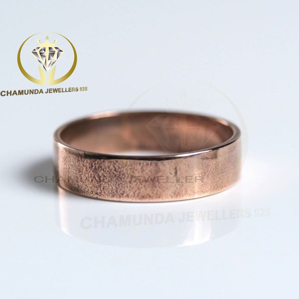 Brushed Copper Band - Half Round, Pure Copper Band Ring, Women Copper Smooth Ring, oxide Copper Band, Chamundajeweller Lifestyle