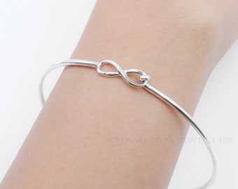 Pulsera de nudo de amor de plata de ley: pulsera minimalista de la amistad
