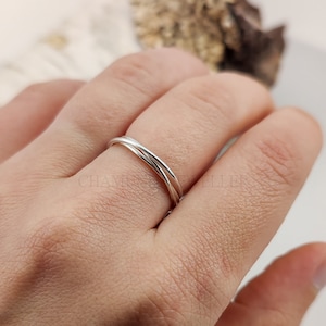 Sterling Silver 2 mm Rolling Ring, Women Ring, Interlocking Ring, Triple Band, Multi Band Ring, Friendship Ring, Chamunda Lifestyle
