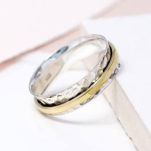 Slim Spinner Ring, Sterling Silver Ring For Women, Infinity Ring, Hammered Spinner Ring,  Silver Spinning Ring, Fiddle Ring, Minimalist Ring