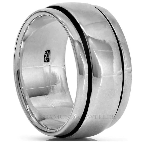 Spinner Rings, Sterling Silver Ring For Women Man, Dome Ring, Dome Spinner Ring, Natural Ring, Wide Band Ring, Chunky Silver Ring