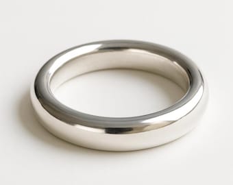Ręcznie robiony srebrny pierścionek ślubny Comfort Fit, pierścionek Comfort Fit, minimalistyczny pierścionek zaręczynowy, unisexowa srebrna obrączka, obrączka ślubna dla mężczyzn i kobiet