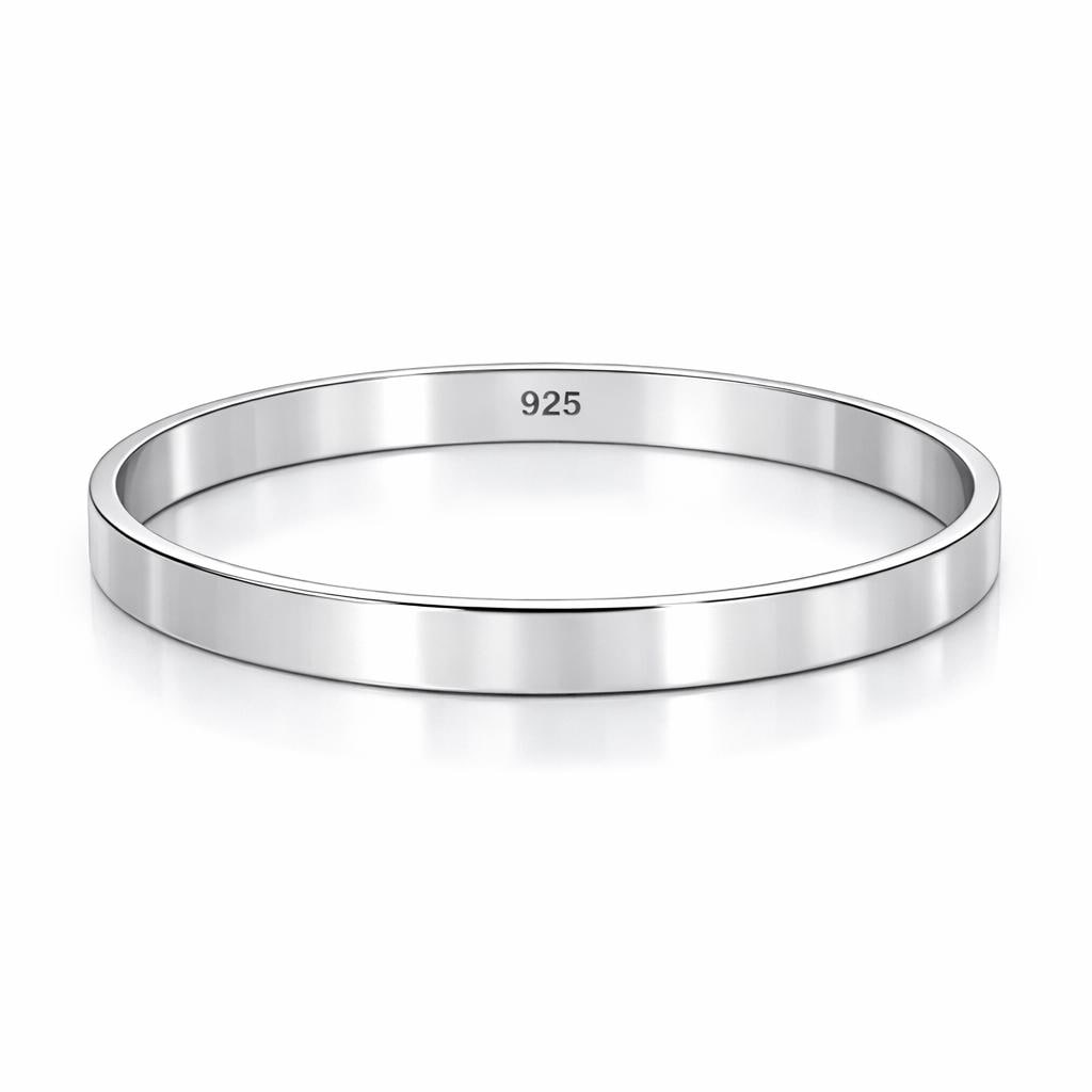 Silver Flat Bangle - Etsy