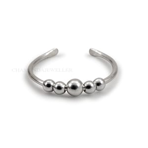 Sterling Silver Anxiety Ring: Adjustable Bead Spinner Ring
