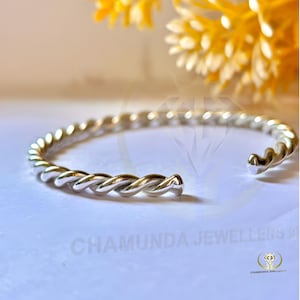 Braided Sterling Silver Bangle Cuff: Twisted Wire Design