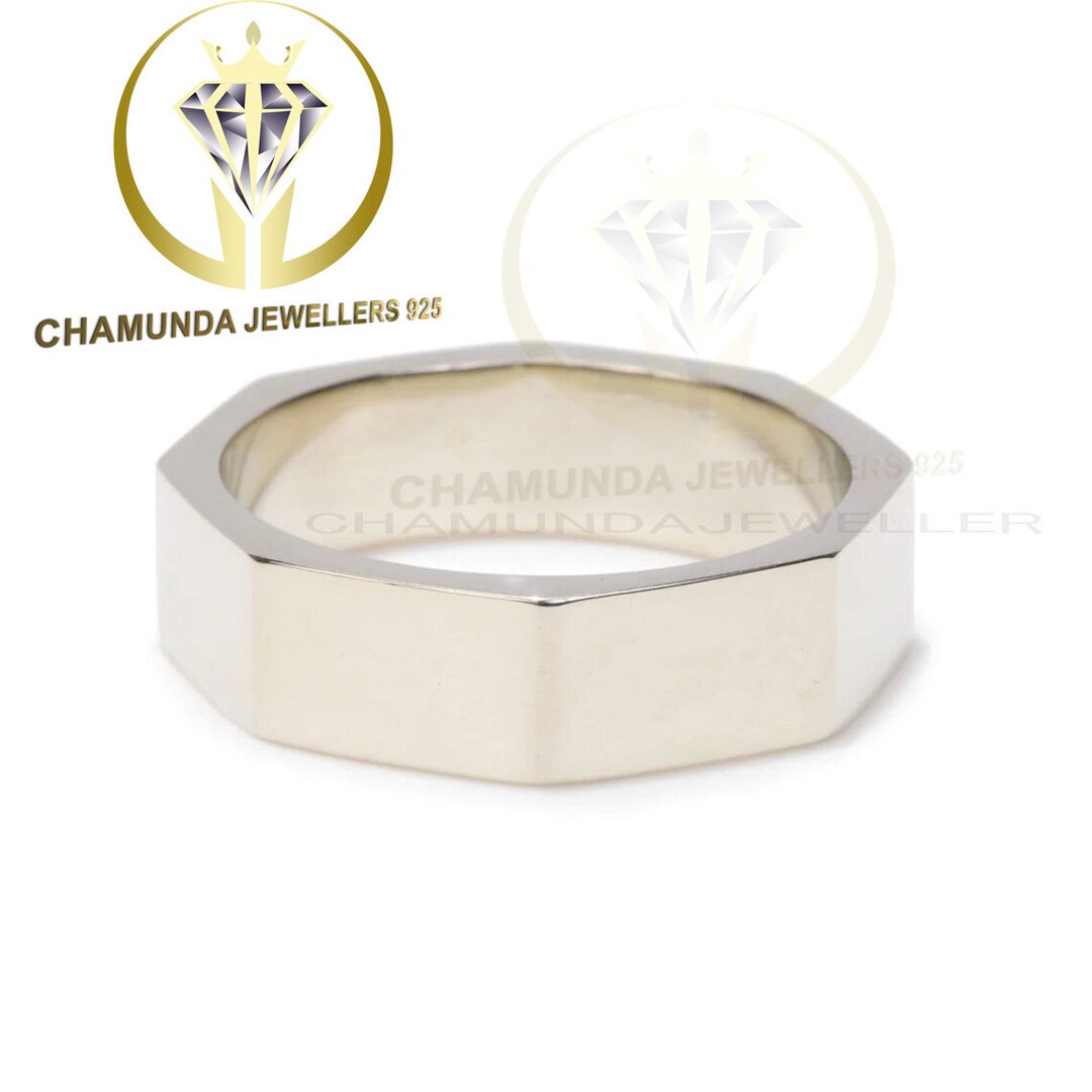 Hex Nut Ring, Sterling Silver Ring for Man Women, Nut Bolt Ring, Chunky