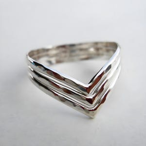 Triple Chevron Ring, Sterling Silver Ring For Women, Full Finger Ring, Statement Thumb Ring, Boho Ring, Chamundajeweller Lifestyle