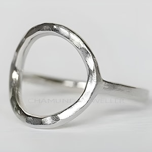 Sterling Silver Hand Hammered Karma Ring, Circle Ring, Hammered Silver Ring, Open Circle Ring, Simple Silver Ring, Handmade Gift For Her