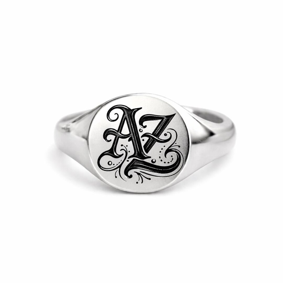 Monogramed Signet Rings Men Personalised Signet Ring, Custom Monogram Ring for Men, 925 Sterling ...