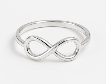 Infinity-ring i sterlingsilver, minimalistisk, nätt midi-ring, symbol för evig kärlek, enkla vardagssmycken som present till henne